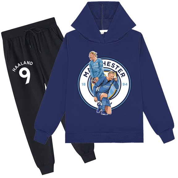 Kids Haaland Pullover Hoodie and Sweatpants Sets Long Sleeve Tops Hooded Outfits for Boys Girls Clothing