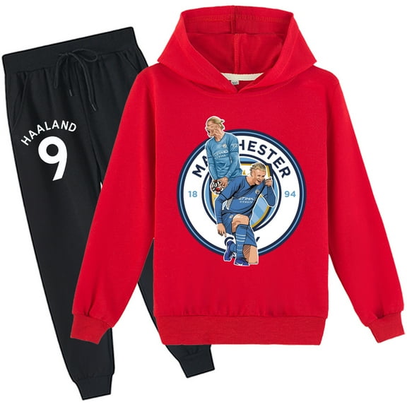 Kids Haaland Pullover Hoodie and Sweatpants Sets Long Sleeve Tops Hooded Outfits for Boys Girls Clothing