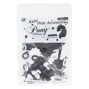 Kids Hair Accessories Set   100 PCS Total - 30 Ponytail Holders, 30 Barrettes, 40 Mini Hair Ties   Cute and Colorful for Girls BLACK & WHITE