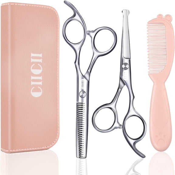 Kids Hair Cutting Scissors Shears Kit, Safety Round Tip Barber Haircut Set (Hair Trimming Hairdressing Haircutting Thinning Shears) for Baby Toddler Children, Hairdresser Home Salon