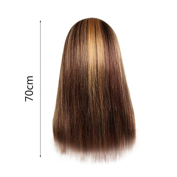 Kids Hair Extensions for Girls Baby Hair Comb Hair Care Products Women's Long Straight With Pre-Plucked Hair line Brown Human Hair Straight Wig