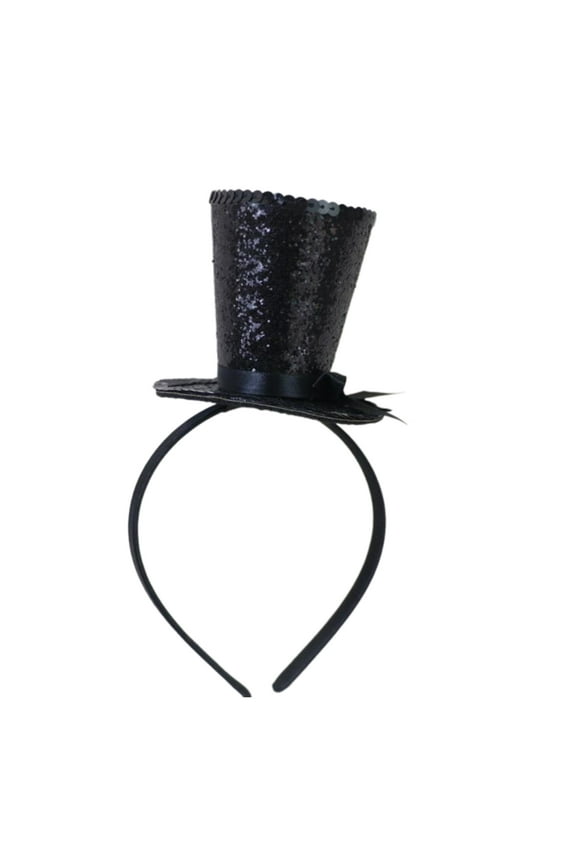 Kids Hair Hoop with Glitter Top Hat for Halloween Christmas New Year Bridal Party 1920s Tophat Headband