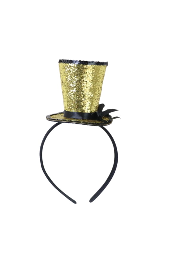 Kids Hair Hoop with Glitter Top Hat for Halloween Christmas New Year Bridal Party 1920s Tophat Headband