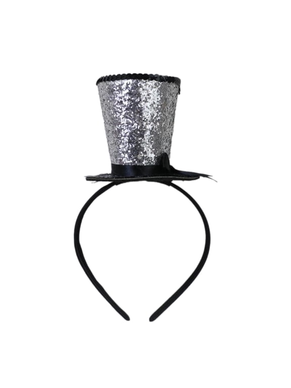 Kids Hair Hoop with Glitter Top Hat for Halloween Christmas New Year Bridal Party 1920s Tophat Headband