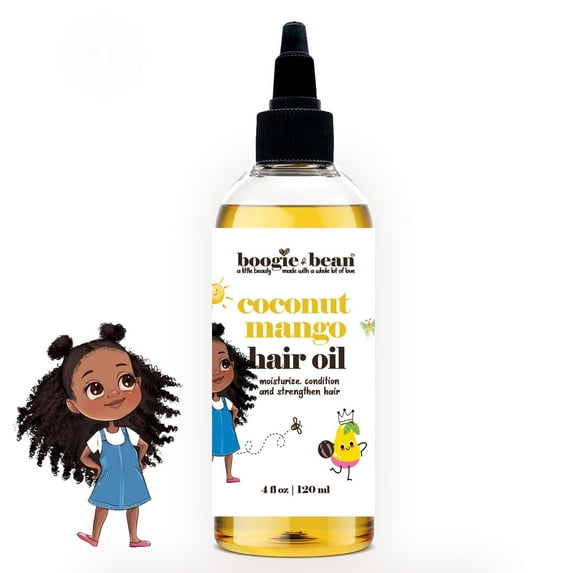Boogie and Bean Coconut Mango Baby & Kids Hair Oil Moisturizer and Natural Hair Products, 4 fl oz