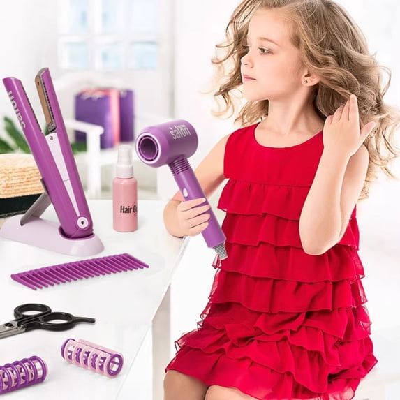 Kids Hair Salon Pretend Play Beauty Styling Set, Girls Hairstyle Fashion Role Play Toy, Christmas Birthday Holiday Gift, Educational Imagination Fine Motor Learning Toy for Toddler Girls Ages 3 +