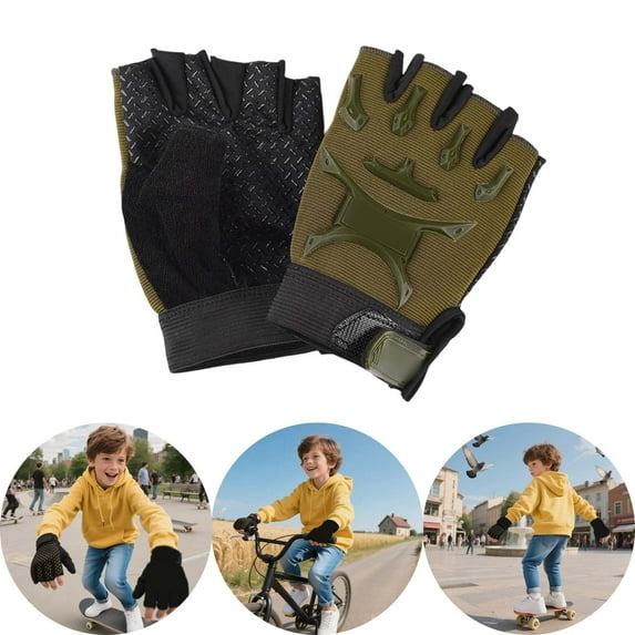 Kids Half Finger Sports Gloves, Breathable Anti Slip Matte Polyester Gloves for Cycling Training Outdoor Exercise and Fitness