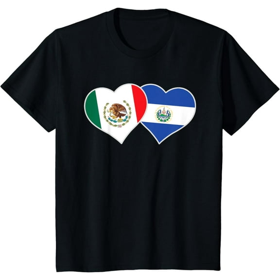 Kids Half Mexican Half Salvadorian Flag Heart Mexico El Salvador T-Shirt