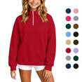 thumbnail image 1 of Kids Half Zip Sweatshirt Trendy Mock Neck Long Sleeve Pullover Tops Loose Fit Casual Sweatshirt for Boys and Girls Sizes 3-14Y, 1 of 10
