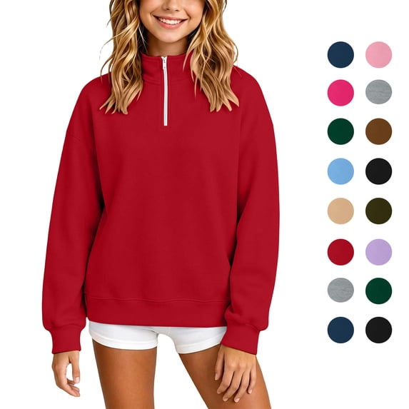 Kids Half Zip Sweatshirt Trendy Mock Neck Long Sleeve Pullover Tops Loose Fit Casual Sweatshirt for Boys and Girls Sizes 3-14Y
