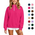 thumbnail image 1 of Kids Half Zip Sweatshirt Trendy Mock Neck Long Sleeve Pullover Tops Loose Fit Casual Sweatshirt for Boys and Girls Sizes 3-14Y, 1 of 10