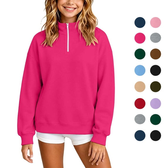 Kids Half Zip Sweatshirt Trendy Mock Neck Long Sleeve Pullover Tops Loose Fit Casual Sweatshirt for Boys and Girls Sizes 3-14Y