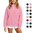 thumbnail image 1 of Kids Half Zip Sweatshirt Trendy Mock Neck Long Sleeve Pullover Tops Loose Fit Casual Sweatshirt for Boys and Girls Sizes 3-14Y, 1 of 10