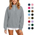 thumbnail image 1 of Kids Half Zip Sweatshirt Trendy Mock Neck Long Sleeve Pullover Tops Loose Fit Casual Sweatshirt for Boys and Girls Sizes 3-14Y, 1 of 10
