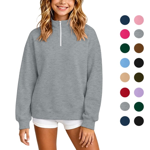 Kids Half Zip Sweatshirt Trendy Mock Neck Long Sleeve Pullover Tops Loose Fit Casual Sweatshirt for Boys and Girls Sizes 3-14Y