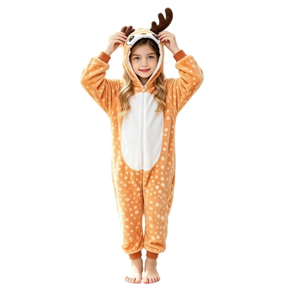 Kids Halloween Animal Onesie Flannel Funny One Piece Jumpsuits Boys Girls