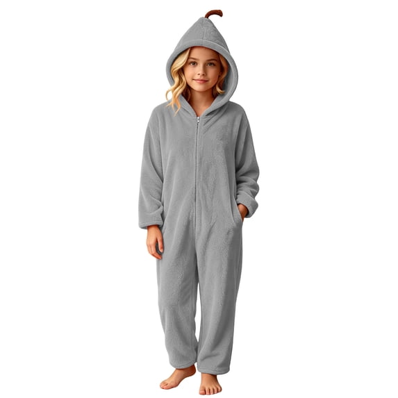 Kids Halloween Bodysuit SBYOJLPB Hooded Long Sleeve Soft and Warm Solid Color Bodysuits with Zipper