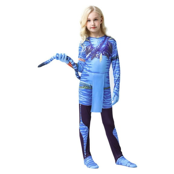 Kids Halloween Cosplay Costume Neytiri Aliens Full Bodysuit Jumpsuit Outfit