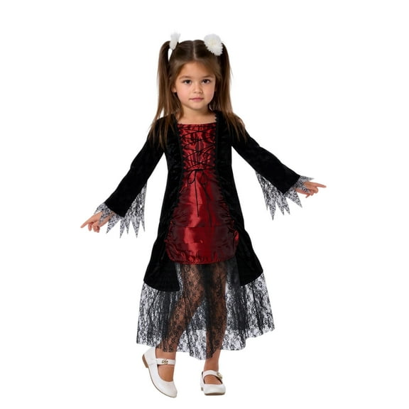 Kids Halloween Elegant Dress Outfit Style Gown for Girls Party Performance Stage Play, 5-6 Years