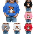 thumbnail image 1 of Kids Halloween Cute Print Crewneck Sweatshirt, Fashion Long Sleeve Pullover Top, Spooky Graphic Shirt for Toddler Children Fall Wear, 1 of 4