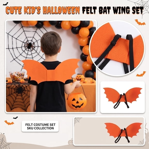 Kids Halloween, Halloween Kids, Non-Woven Material, 24X18 In, Halloween for Student, Student Bat, Bat Student, Bat, Kids Vampire, Orange Prop, 1 Pc