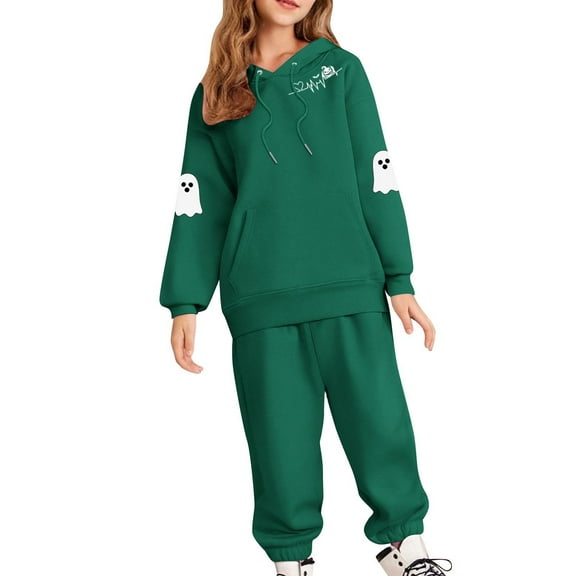 Kids Halloween Hoodie Outfit Fall Winter Long Sleeve Pullover Tops & Pants Tracksuit Set with Pocket for Boys Girls Toddler Casual Two-Piece Jogger Suits Kids Halloween Costume