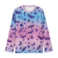 thumbnail image 1 of Kids Halloween Long Sleeve Shirt, Bat Star Moon Gradient Print Crew Neck Casual Pullover Tops for Boys Girls, 1 of 3