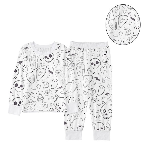 Kids Halloween Pajamas Boys Color Pajamas Ghost Pajamas Toddler Crewneck Long Sleeve Sleepwear Soft Toddler Girls Pajamas Size 3-4 Years