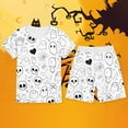 thumbnail image 1 of Kids Halloween Pajamas Set Kids Colorable Pajama Long Sleeve Pullover Top with Pajamas Pants for Toddler Party Pajamas Color Your Own Fun Designs 5-6 Years, 1 of 2