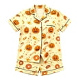 thumbnail image 1 of Kids Halloween Pajamas Size 3-4 Years Casual Homewear Short Sleeve Lapel Top with Shorts Soft Boys Pjs Yellow, 1 of 3