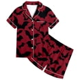 thumbnail image 1 of Kids Halloween Pajamas Size 6-7 Years Girls Holiday Nightwear Short Sleeve Top and Shorts Cozy Homewear Pjs for Girls Brick Red, 1 of 4