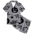 thumbnail image 1 of Kids Halloween Pajamas Size 8-9 Years Childrens Sleepwear Striped Short Sleeve Top and Shorts Cozy Wear Girls' Pajama Sets Grey, 1 of 4