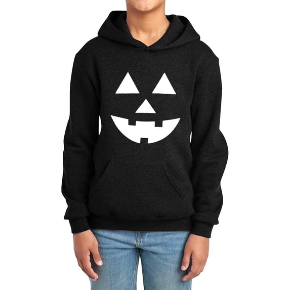 Kids Halloween Pumpkin Face Hoodie – Versatile Fall Pullover Sweatshirt for Kids Aged 1-14 Years, Soft Polyester Casual Outdoor Wear