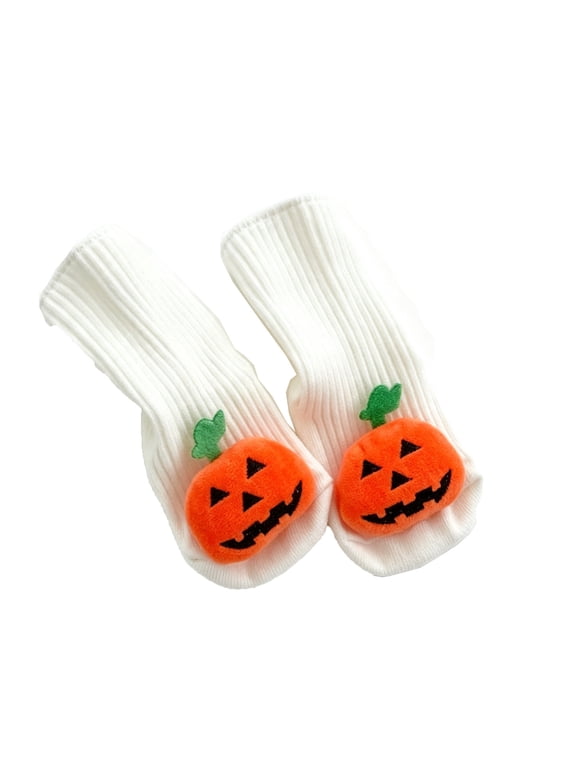 Kids Halloween Pumpkin Socks For Toddlers Children Cute Novelty Crew Autumn Winter Daily Wear Holiday Party
