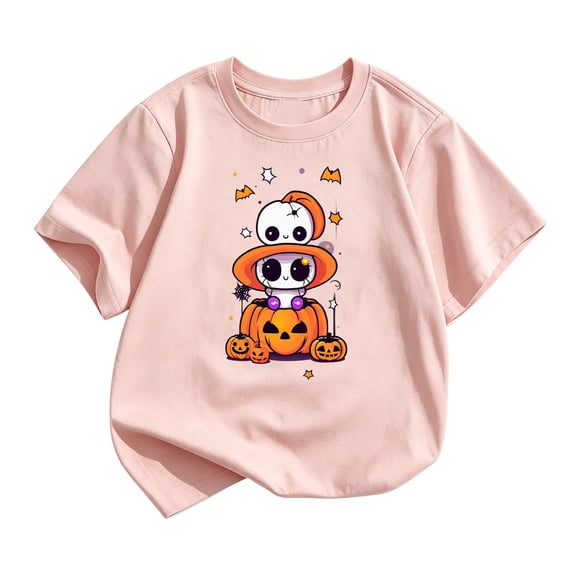 Kids Halloween Shirt Short Sleeve Tee Crewneck Casual Summer Shirt for Boys Girls