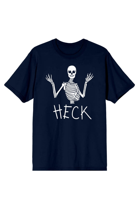 Kids Halloween Shrugging Skeleton Heck Youth Navy Blue Short Sleeve Crew Neck Tee-Medium