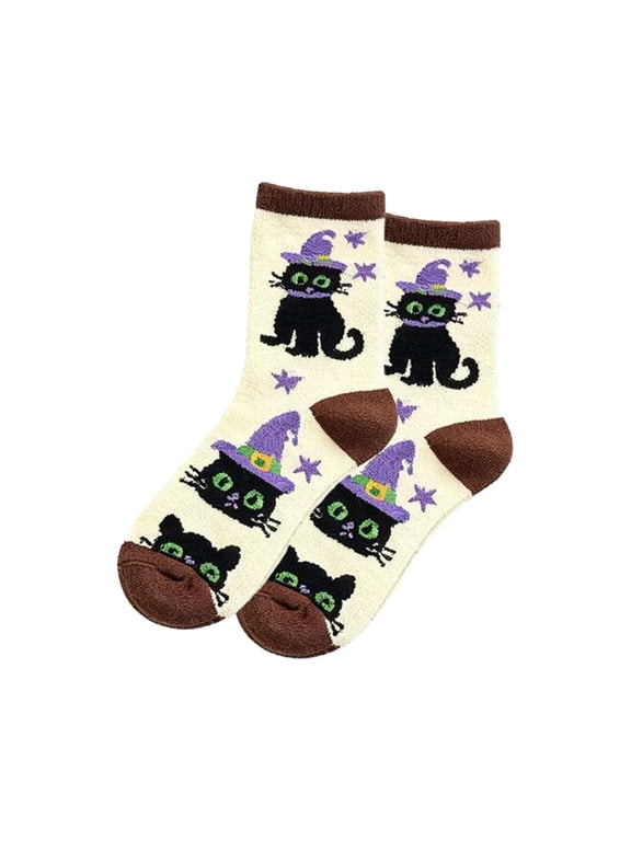 Kids Halloween Sleep Socks Warm Look Long Cozy Winter Stockings Cute Home Wear Socks One Size