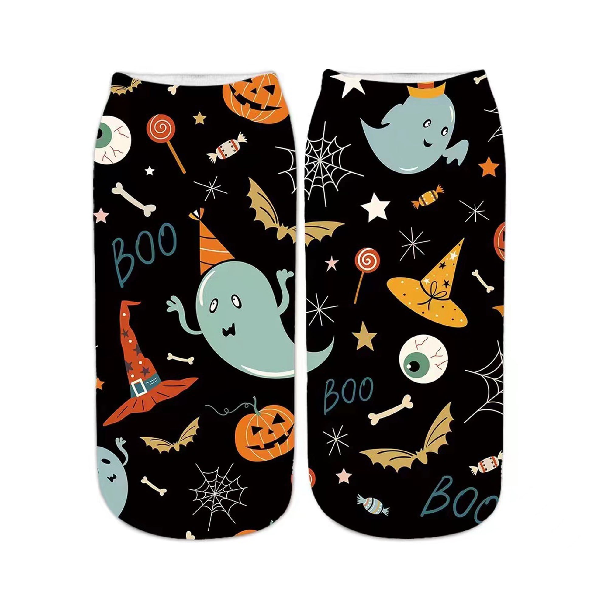 Kids Halloween Socks, Cute Pumpkin Print Casual Socks for Boys Girls