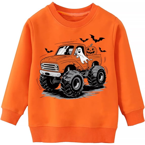 TBBCWWQY Kids Halloween Sweatshirt Monster Truck Pullover Boys Girls Unisex Crewneck Long Sleeve Shirt Tops Age 10T