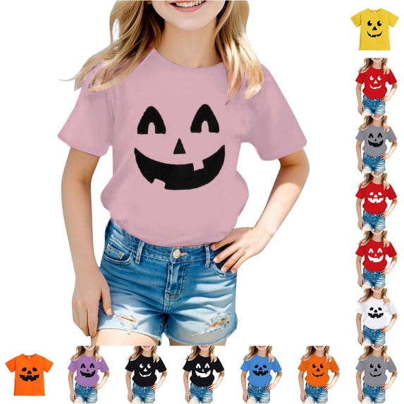 Kids Halloween t-Shirts Crewneck Short Sleeve Graphic T-Shirts Girls Boys Clothes 4-5 Years