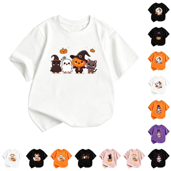 Kids Halloween t-Shirts Short Sleeve Tops Halloween Kids Clothes 3-4 Years