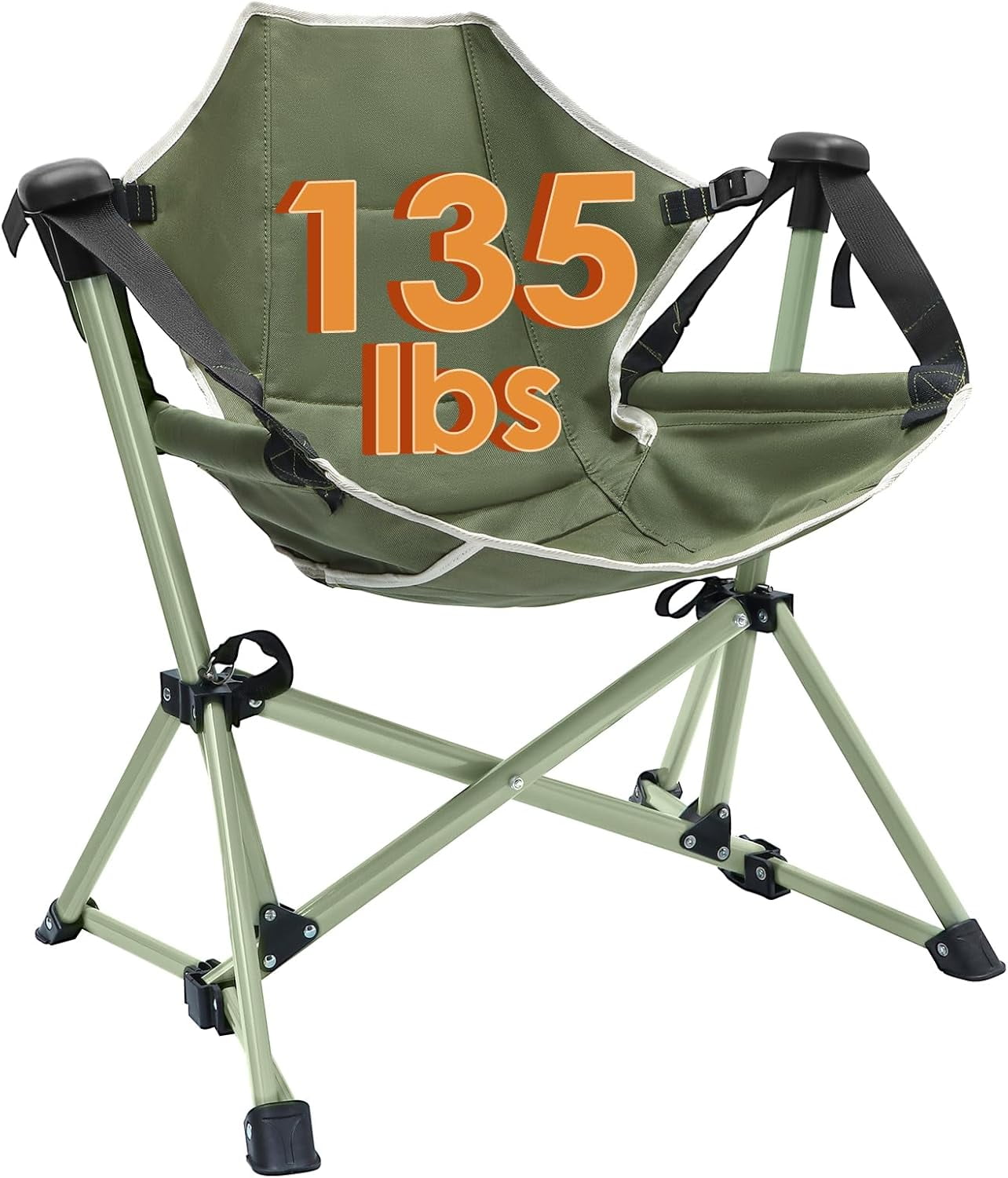 Kids Hammock Chair with Stand, Adjustable Folding Portable Chair for Camping Travel and Patio, Green, Supports 135 Lbs