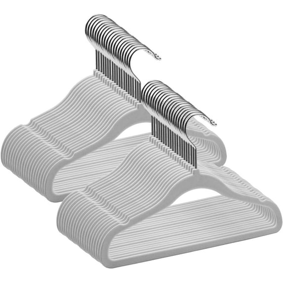 Kids Hangers Velvet 50 Pack Baby Hangers for Closet Non Slip Childrens Infant Hanger Grey