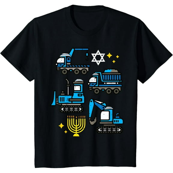 Kids Hanukkah Construction Trucks Chanukah Boys Kids Toddlers T-Shirt