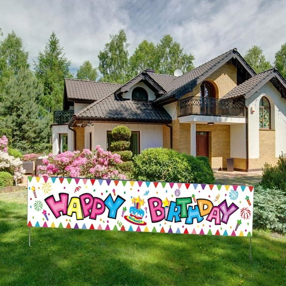 Kids Happy Birthday Banner Yard Sign Happy Birthday Colorful Birthday Party Decorations Birthday Party Outdoor Indoor Hanging Banner 19" x 118"