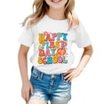 thumbnail image 1 of Kids Happy First Day Of School Floral Letter Graphic T Shirt Crew Neck Soft Cotton Short Sleeve Tee for New Term Entrance and Kindergarten Daily Classroom Outfits White 140, 1 of 7