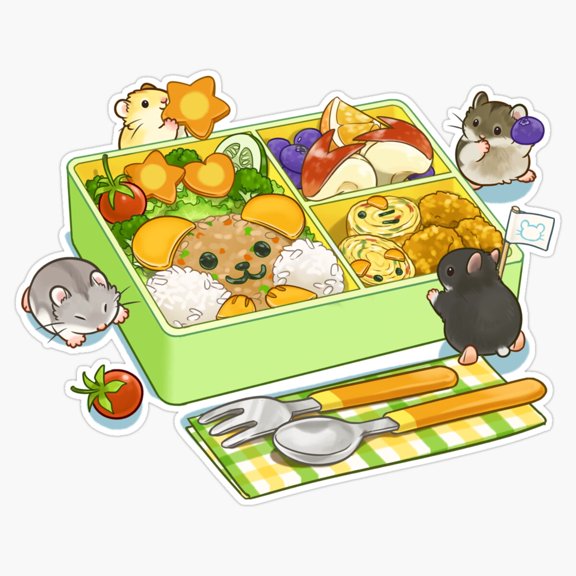 Kids Hard Shell Portable Plastic Lunchbox Sandwich School Supply Snack Grid Pattern Decal For Laptop Sticker