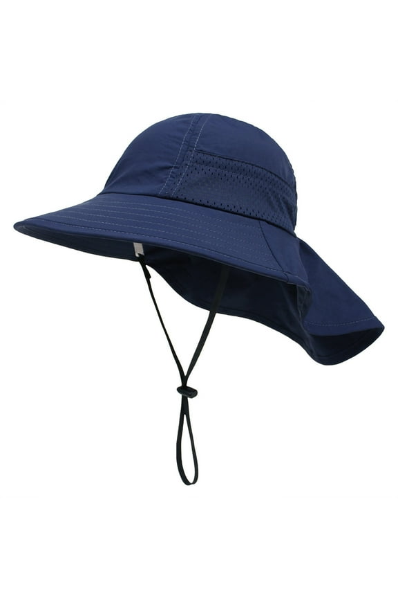 Kids Hat Kids Brim Sun Hat for Teen Youth Bucket Sun Protection Safari Hat for Age 2-14y Navy M
