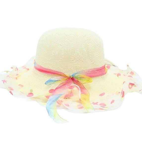 Kids Hat Sunflower And Bow Decoration Lightweight Breathable Brim Summer Beach Hat For Outdoor Play Travel Sun Hat