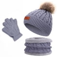 thumbnail image 1 of Kids Hats and Gloves Sets,Knit Warm Winter Beanie Hat Scarf Gloves for Boys Girls Pom Poms Toddler Hats 1-11 Years, Limited Time Offer Under 10 Dollars, 1 of 6